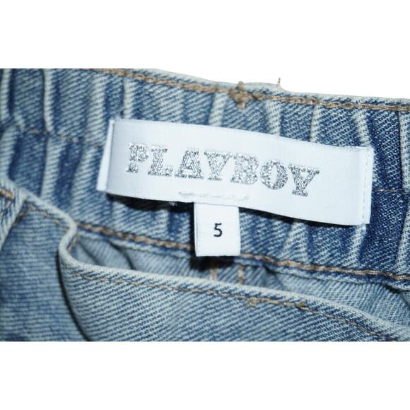 Vintage Playboy Wide Leg Denim Jeans Women’s Size 5 Light Wash Y2K Streetwear - Picture 4 of 6